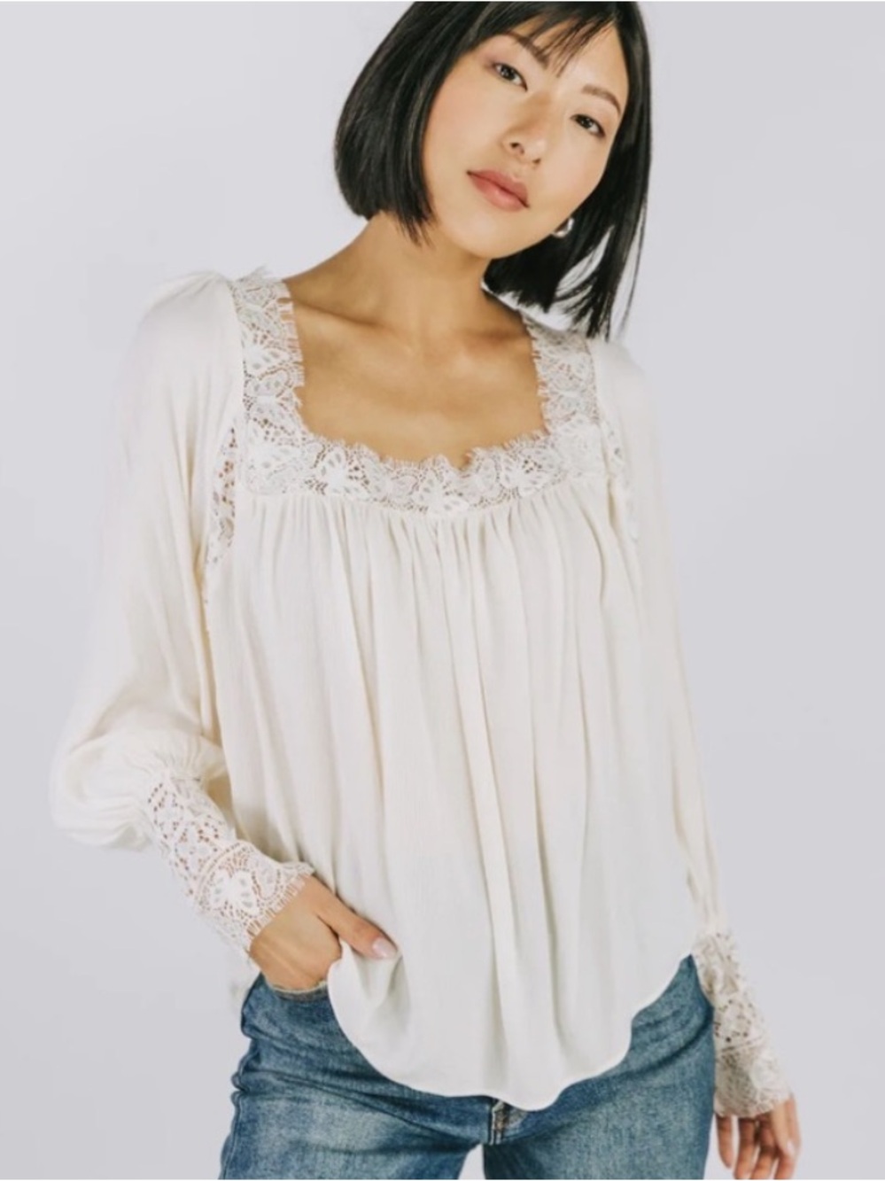Free people Ivory Bohemian Top